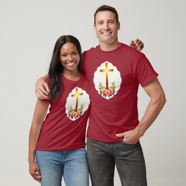 Christian Easter Cross with Flowers – camiseta (Unisexo)