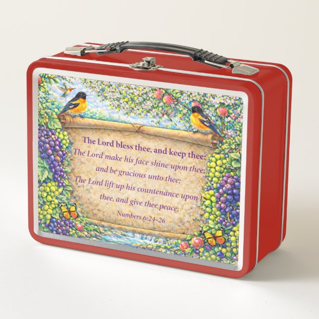 Christian Metal Lunchbox Floral Scripture Gift (Anverso)