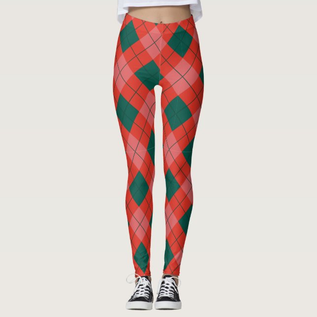 Christmas Argyle Plaid Leggings for Women (Anverso)