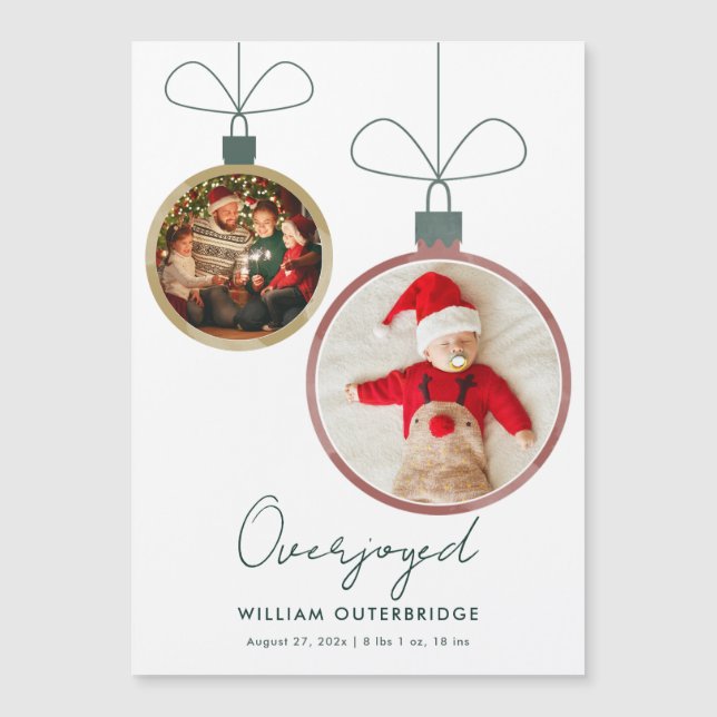 Christmas Baby Photo Birth Announcement Magnet (Anverso)