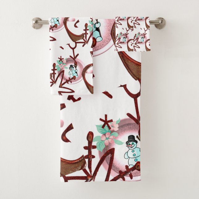 Christmas Bath Towel Sets, Snowman (In situ)