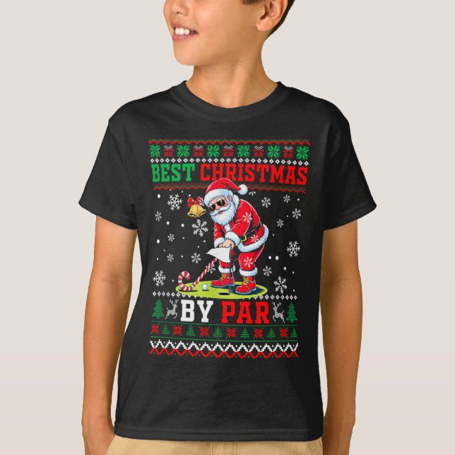 Christmas By Par Santa Sweater Playing Golf Golfer (Anverso)