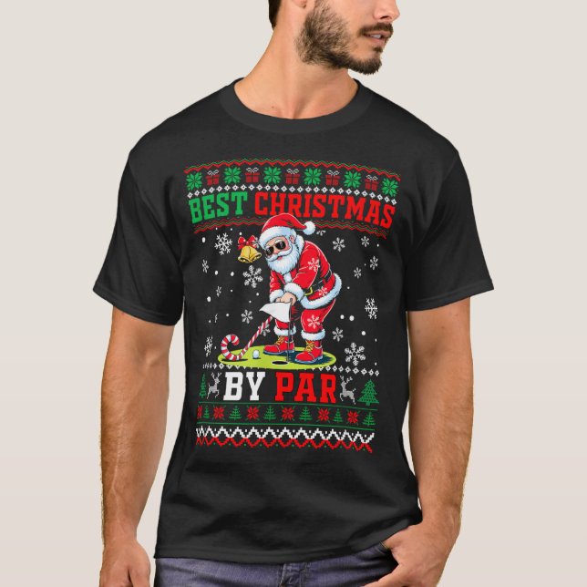 Christmas By Par Santa Sweater Playing Golf Golfer (Anverso)