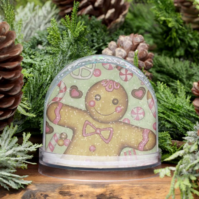 Christmas Candy Gingerbread Cookies Snow Globe  (Invierno)