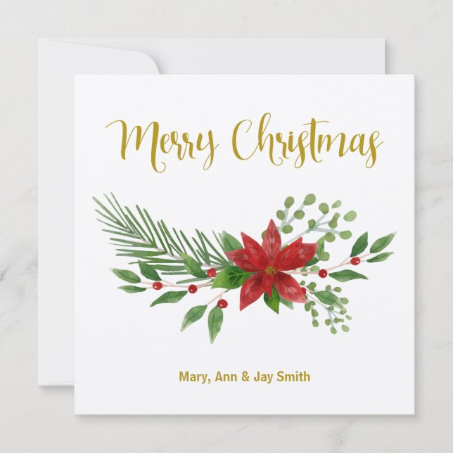 Christmas card design with Poinsettia Design (Anverso)