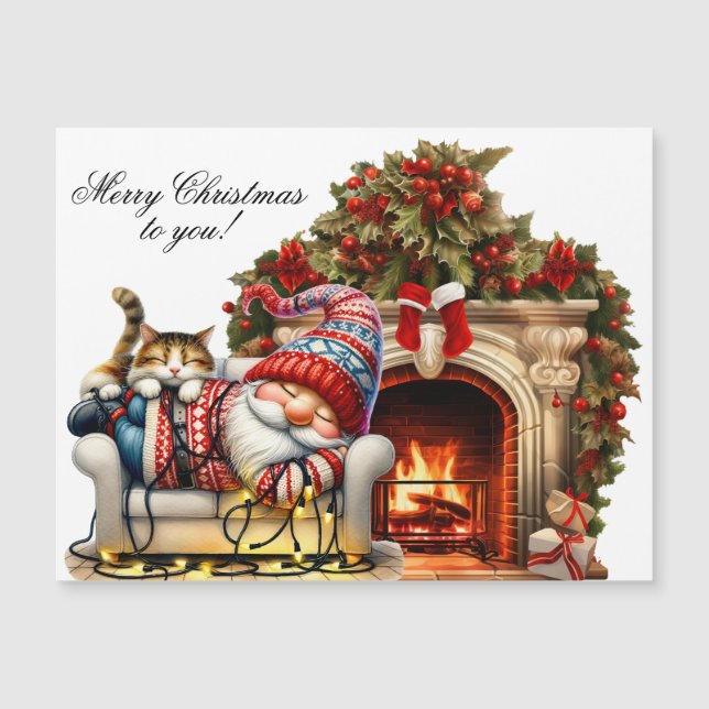 Christmas Card Magnet 4.25"x5" with Sleeping Santa (Anverso)