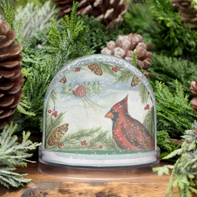 Christmas Cardinal Snow Globe  (Invierno)