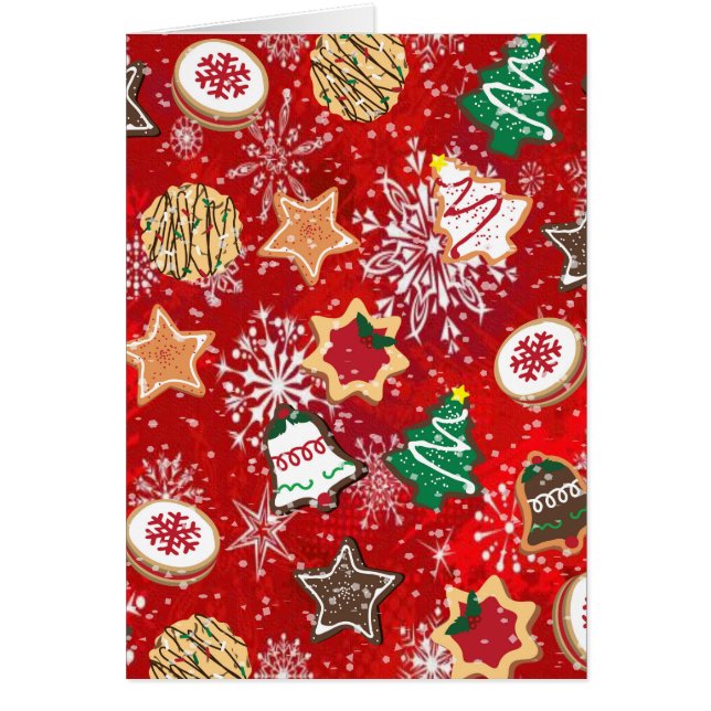 Christmas Cookies and Snowflakes on Red (Frente)