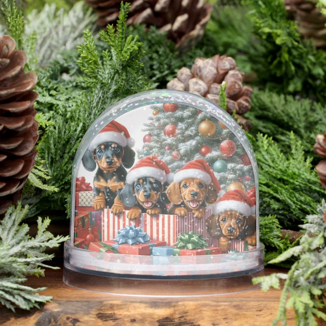 CHRISTMAS DACHSHUND PUPPIES SNOW GLOBE (Invierno)
