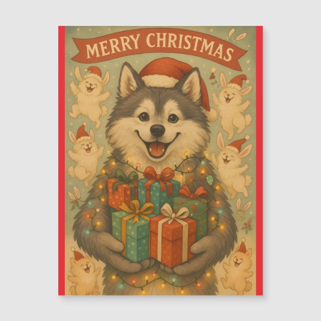 "Christmas Dog" Magnetic Card (Anverso)
