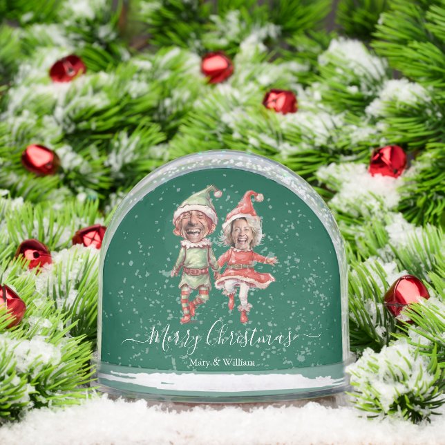 Christmas Elves couple 2 Photo Collage green (Navidad)