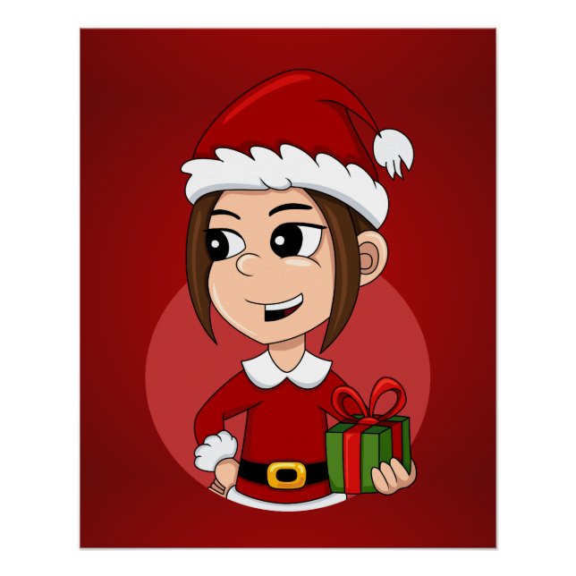 Christmas girl cartoon poster (Anverso)