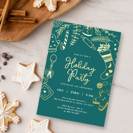 Christmas Green Holiday Baking Party Foil Invite