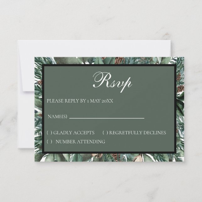 Christmas Greenery RSVP card (Anverso)