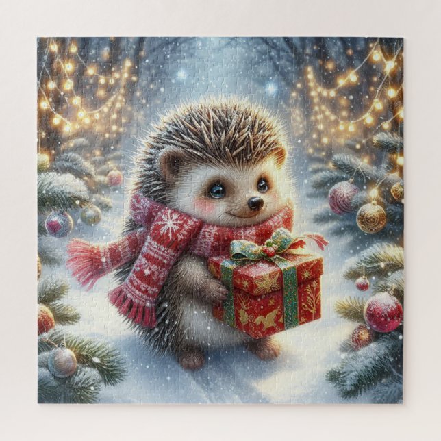 Christmas Hedgehog Puzzle (Vertical)