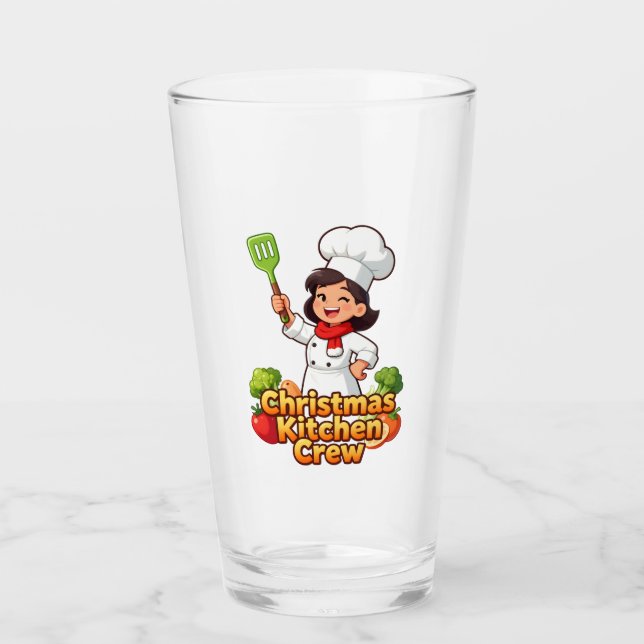 Christmas Kitchen Crew Cute Holiday Glass (Anverso)