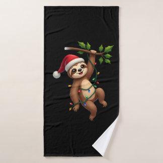 Christmas Lights Sloth Wearing Xmas Hat - Sloth Lo