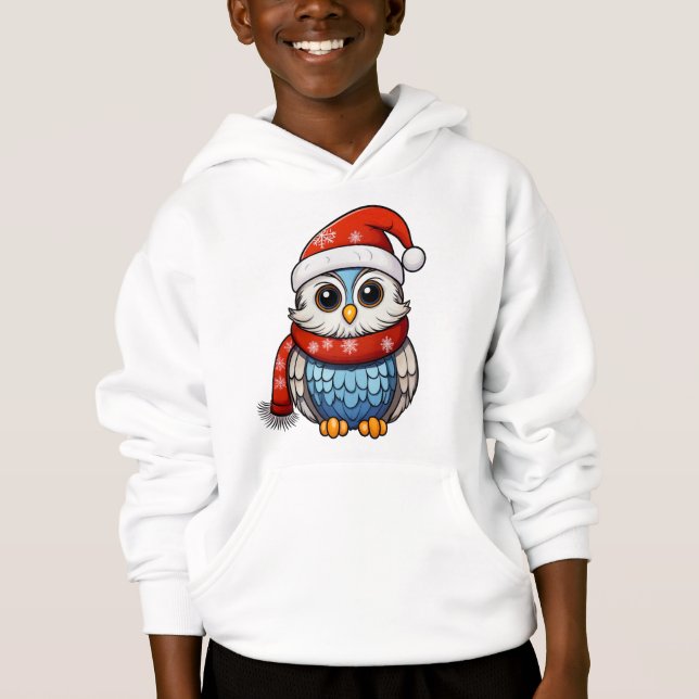 Christmas Owl – Festive Hoodie for Kids and Teens (Anverso)