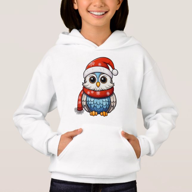 Christmas Owl – Festive Hoodie for Kids and Teens (Anverso)