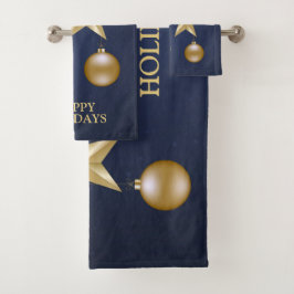 Christmas Party Golden Ornament Navy Blue Elegant