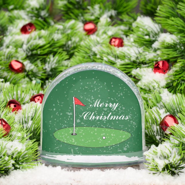 Christmas photo snow globe with golf putt design (Navidad)