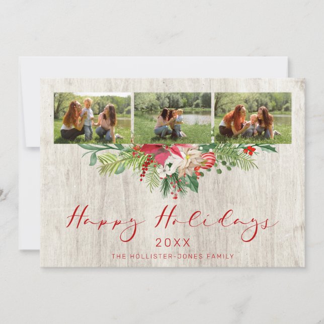 Christmas Poinsettias Garland Classic 3 Photos (Anverso)