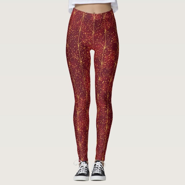 Christmas  ,Red Gold ,Merry Christmas  Leggings (Anverso)