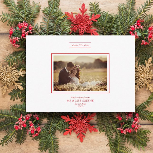Christmas Red Plaid Chic Newlyweds Photo Wedding (Subido por el creador)