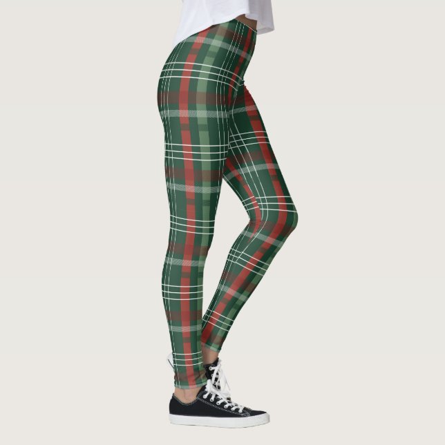 Christmas Tartan Plaid Leggings – Festive Women’s  (Derecha)
