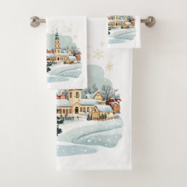 Christmas Town Towel Set Snowflakes