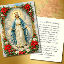 Christmas Virgin Mary Memorare Prayer Poinsettia