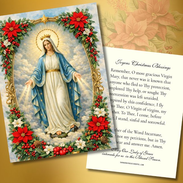 Christmas Virgin Mary Memorare Prayer Poinsettia (Subido por el creador)