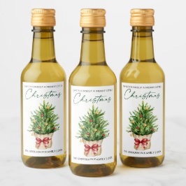 Christmas Watercolor Pine Red Bow Calligraphy Mini