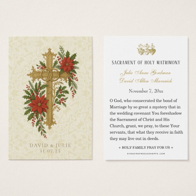 Christmas Wedding Cross Prayer Card (Anverso y reverso)