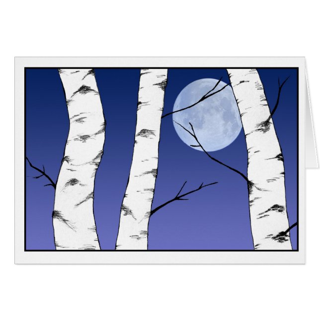 Christmas Yule Solstice Birches Blank Card (Anverso (Horizontal))