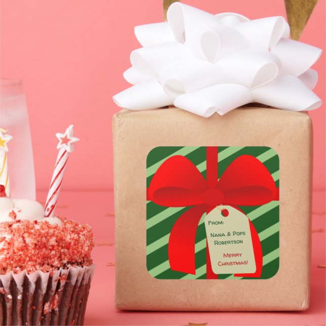 Christmassy Bow Gift Etiqueta (Fiesta)