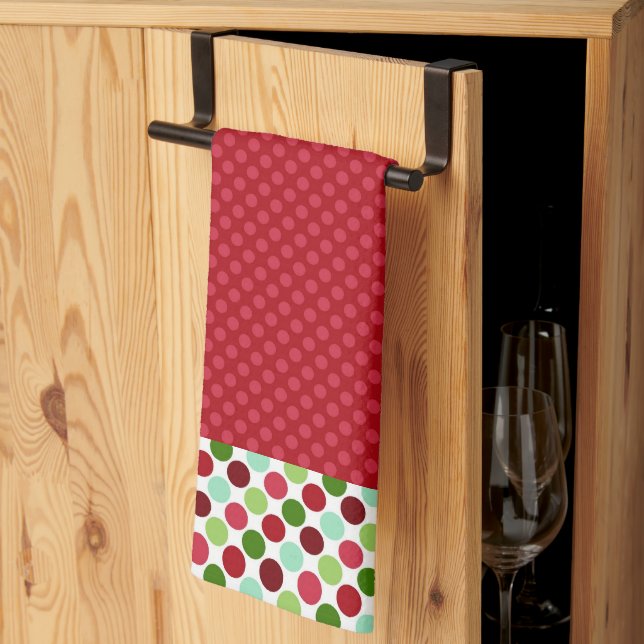 Christmasy Polka Dots Microfibra Kitchen Toalla (Pliegue de tercios)