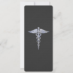 Chrome como Caduceus Símbolo médico Fibra de carbo