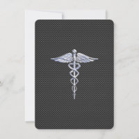 Chrome como Caduceus Símbolo médico Fibra de carbo