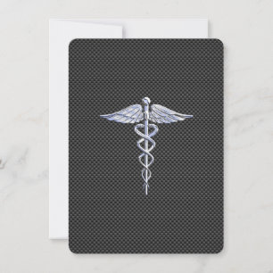 Chrome como Caduceus Símbolo médico Fibra de carbo