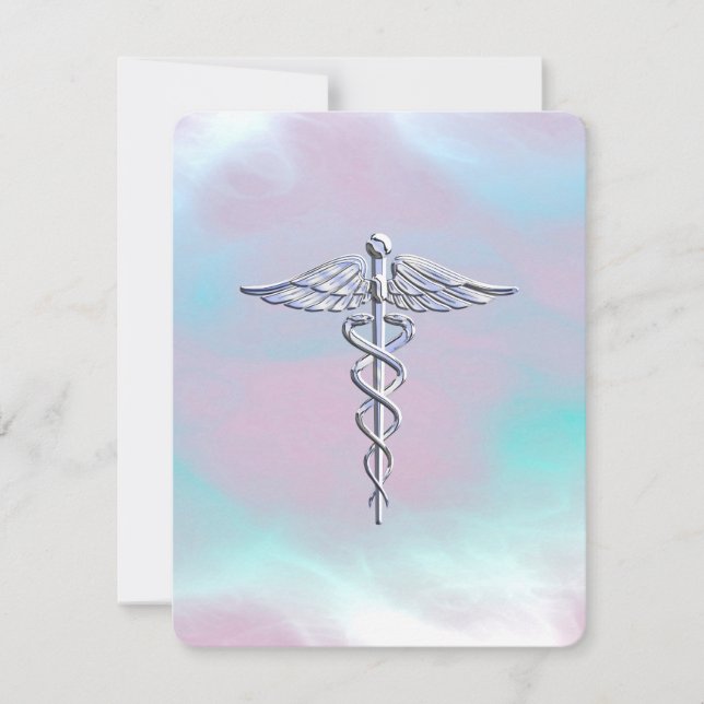 Chrome como Caduceus Símbolo médico Madre Perla (Anverso)