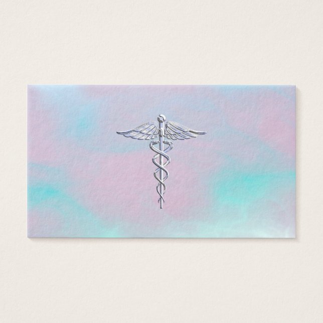 Chrome como Caduceus Símbolo médico Madre Perla (Frente)