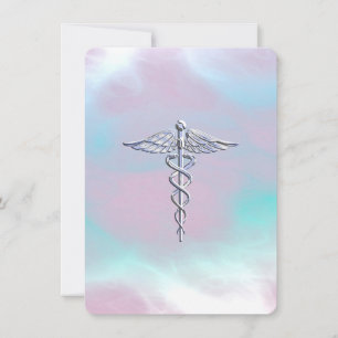 Chrome como Caduceus Símbolo médico Madre Perla