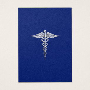 Chrome como Caduceus Símbolo médico Navy Deco azul
