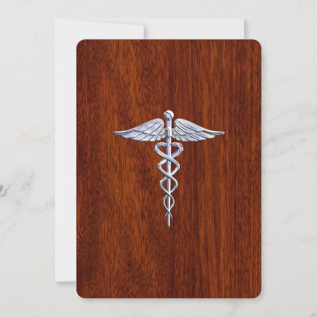 Chrome Como El Símbolo Médico Caduceo Estilo Mahog (Anverso)