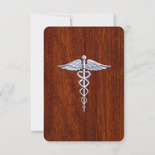 Chrome Como El Símbolo Médico Caduceo Estilo Mahog (Anverso)