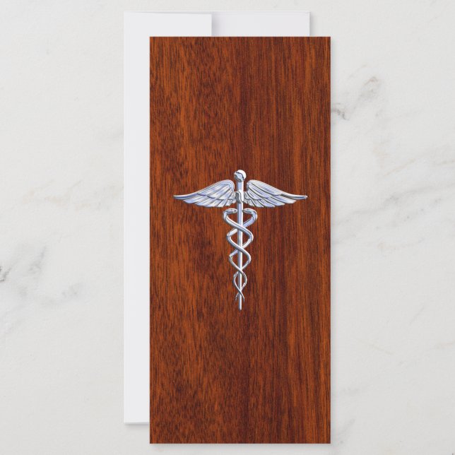 Chrome Como El Símbolo Médico Caduceo Estilo Mahog (Anverso)