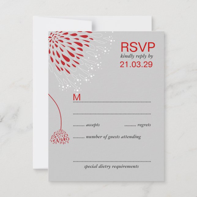Chrysanthemum Flores Floral Elegante Boda RSVP (Reverso)