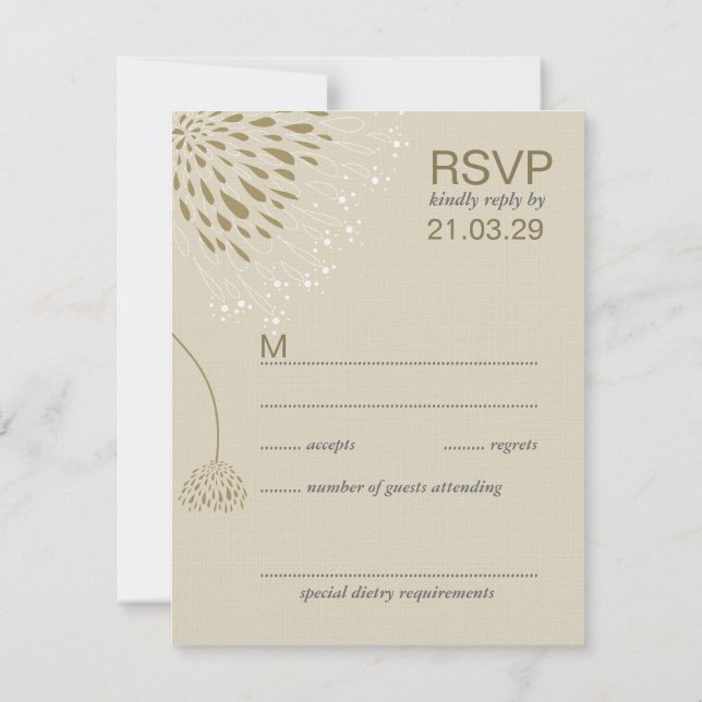 Chrysanthemum Flores Floral Elegante Boda RSVP (Reverso)