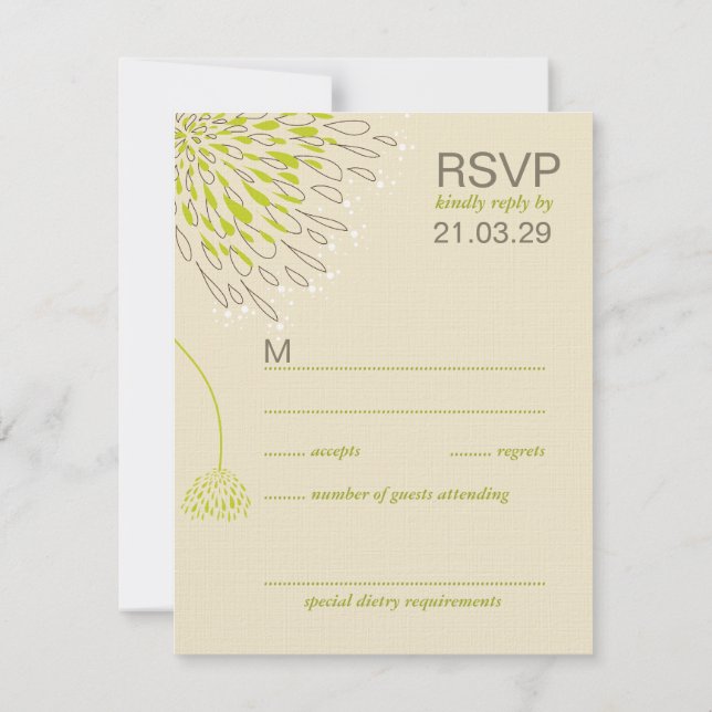 Chrysanthemum Flores Floral Elegante Boda RSVP (Reverso)